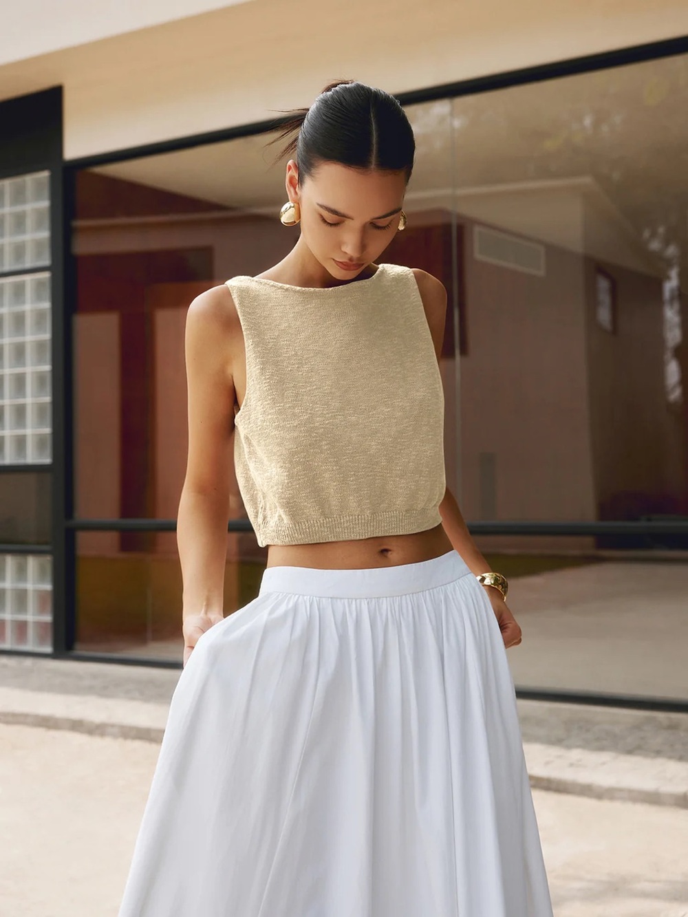 Commense Cotton Blends Crop Tank Top - size XSmall